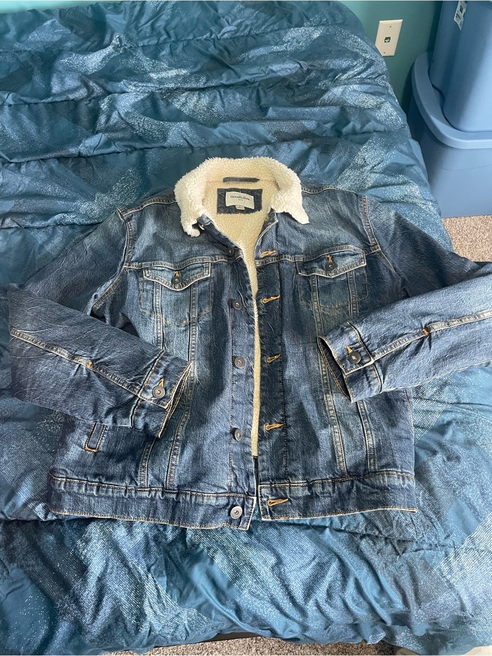 Goodfellow & Co Men's Sherpa-Lined Denim Jacket - Blue